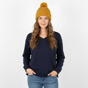 Orvis Classic Collection V Neck Modal Blend Black Soft comfy Sweater Women's L